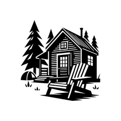 Rustic Cabin Retreat with Adirondack Chairs