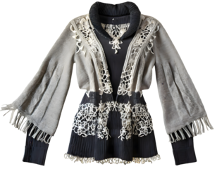 winter lace trim cape cardigan on a isolated on white backgroun. Generative AI.