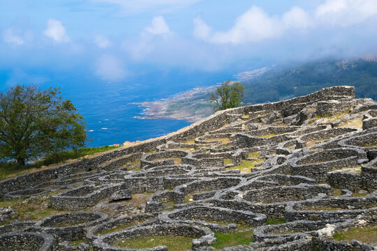 Ruins of the ancient Celtic village in Santa Tecla. La Guardia - Spain