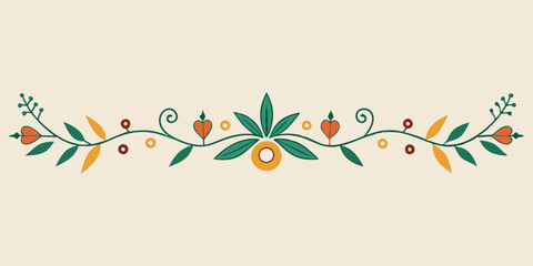 Retro Colorful Foliage Border Elegant Botanical Rustic Design Elements