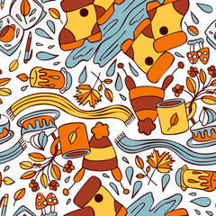 Seamless pattern with a bright autumn pattern.