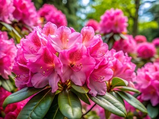 Vibrant Pink Rhododendron Blossoms in Full Bloom Showcasing Nature's Beauty and Delicate Petals