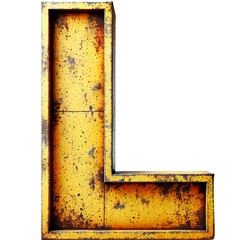 Rusty Yellow Letter L Alphabet Design.
