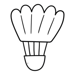 Hand drawn doodle badminton shuttlecock on white background.