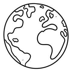 Hand drawn doodle planet earth on white background.