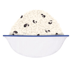 Steamed sticky rice with coconut milk and black beans