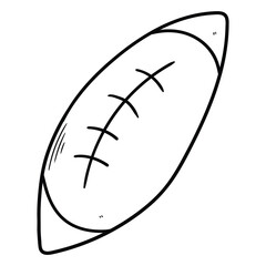 Hand drawn doodle rugby or american football ball on white background.