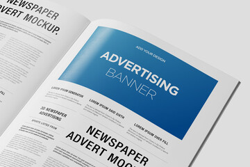 Newspaper Advertising Magazine Brochure Mockup 3D Rendering