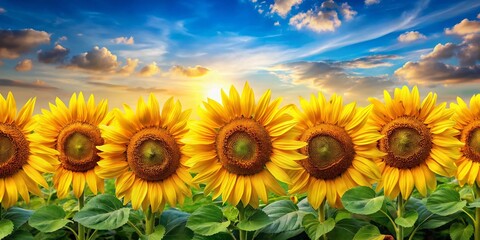 Obraz premium Vibrant Sunflower Border Decoration for Nature-Inspired Designs and Creative Projects
