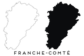 Fototapeta premium Franche Comte map outline and black silhouette vector