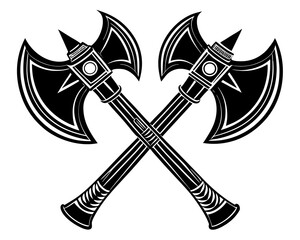 Axes silhouette vector,Axes icon,Crossed hatchets cut out vector 