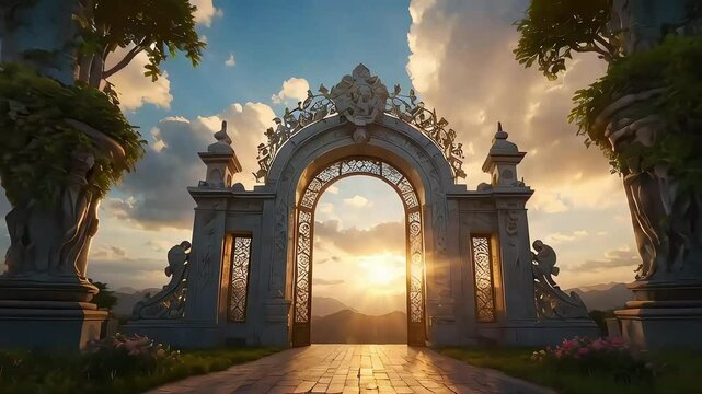 heaven's gate with sunset in the park