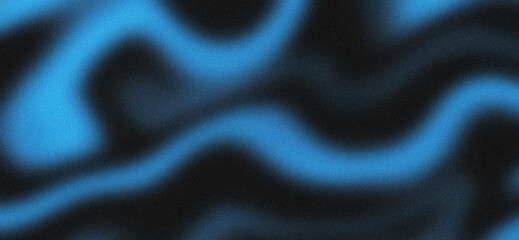 Obraz premium Blurred background of black blue waves with grainy texture