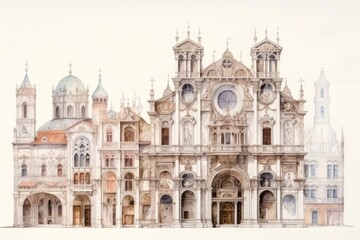 Fototapeta premium Architecture building drawing sketch.