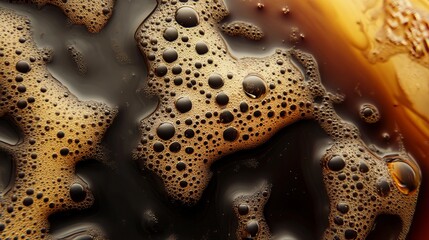 A closeup of soy sauce, revealing its rippling texture. 