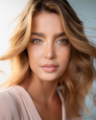 Fototapeta premium Serene Young Woman in Close Up Portrait