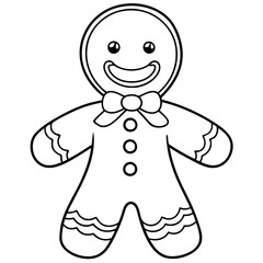 Simple Gingerbread Man Outline with Icing and a Smiling Face