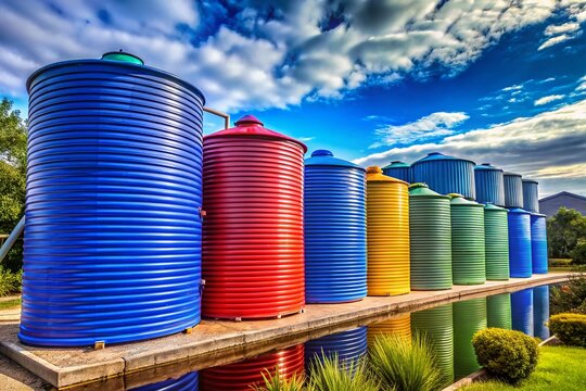 Water Storage Solutions: A Collection of Tinacos for Efficient Rainwater Harvesting and Management