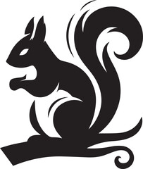 A black squirrel with a roundeye and long tail on white background