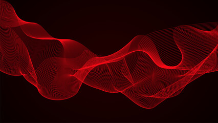 Red wave abstract background vector