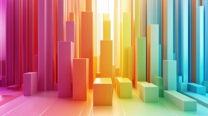 Fototapeta premium Colorful 3D bar graph with vibrant gradient hues
