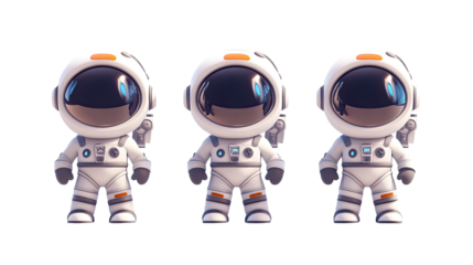 A cute cartoon robot in space with a futuristic design, featuring a space for text, surrounded by blue and white elements