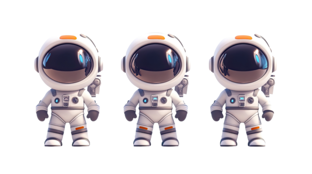 A cute cartoon robot in space with a futuristic design, featuring a space for text, surrounded by blue and white elements