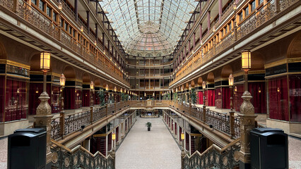 Spectacular historic balconies in grand arcade