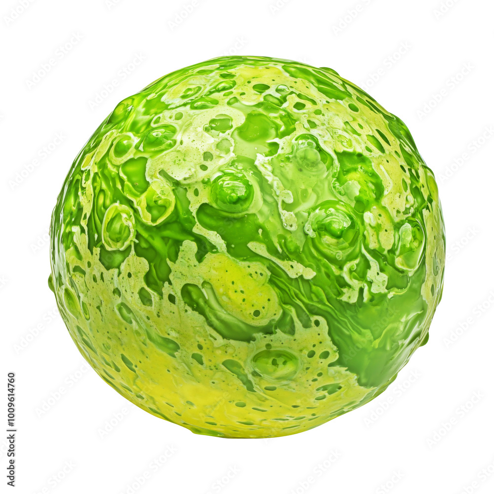 Canvas Prints a green slime planet isolated on transparent background.