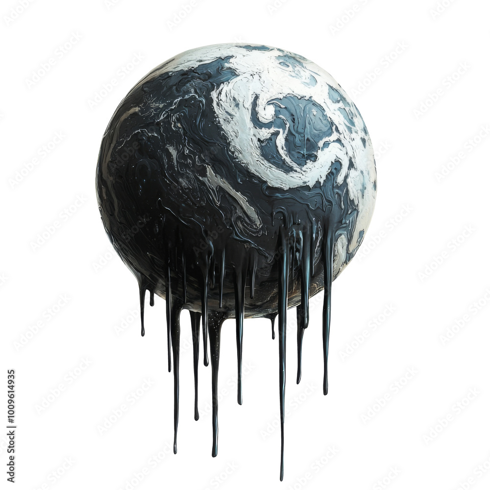 Canvas Prints a dark slime planet isolated on transparent background.