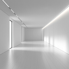 Fototapeta premium Empty white modern room with minimalistic design and natural lighting