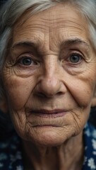 Close-Up Portrait of Elderly Woman with Stern Expression