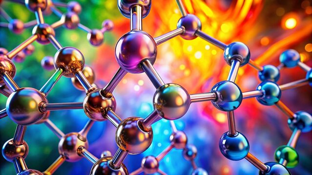 Abstract representation of C4H6 molecular structure with colorful background and dynamic shapes
