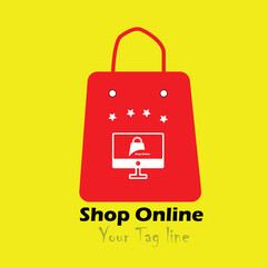  Online Shopping Bag vector isolated on white,black,yellow,blue backgrounds