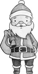Naklejka premium Hand drawn Santa Claus. Isolated on white pencil drawing. Sketch. Children's drawing. Vector illustration.
