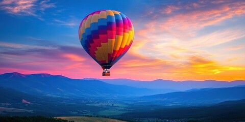 Fototapeta premium a hot air balloon flying over a valley