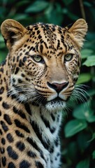 Obraz premium Close-Up of Focused Tiger with Distinctive Stripes