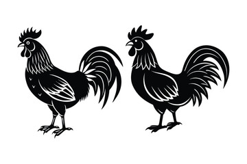 rooster black vector illustration
