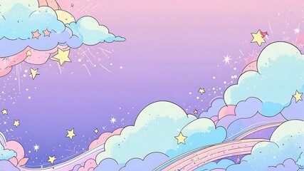 Fototapeta premium Pastel Clouds and Stars Background