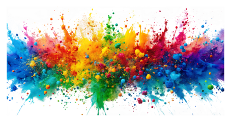  Splattered paint on white background.AI GENERATED