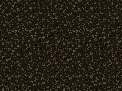 Fototapeta A pattern consisting of many droplets of spots arranged in a dense, repeating manner on a dark brown background. optical illusion a sense of movement in a static image. Suitable for use in packaging, 