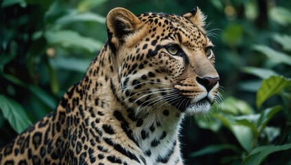 Fototapeta premium Close-Up Profile of Adult Male Leopard in Jungle
