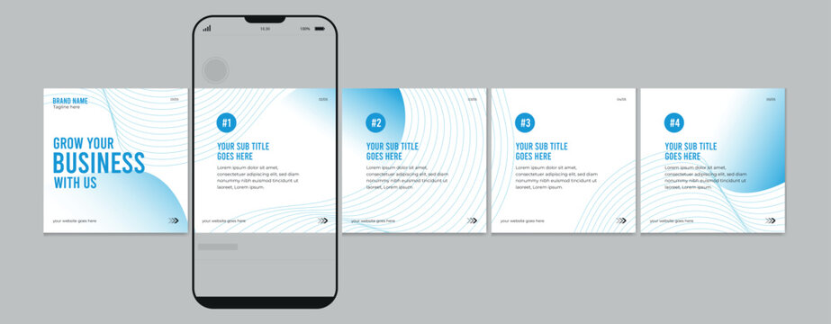 Business carousel post template for advertising, Set of carousel post for Instagram and LinkedIn, Editable social media carousel layout, template eps 10.