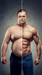 Before and after body transformation fitness poster for gym motivation