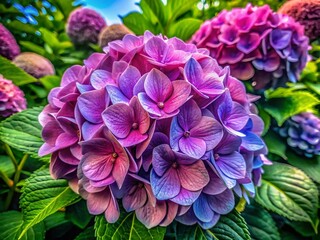 Beautiful hand-drawn hydrangea illustration showcasing delicate petals and intricate details in nature