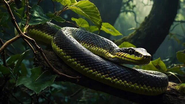 snake in the tree looking for prey