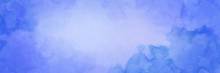 Light blue purple background with watercolor texture grunge border of painted blobs or blotches, pastel background color with modern art abstract design, abstract sky or clouds