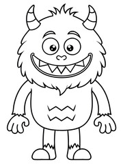 Monster Coloring Page for Halloween. Fun and spooky monster drawing for kids to color