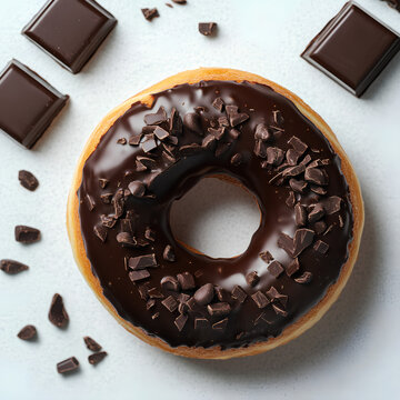 chocolate-glazed donut topped with colorful sprinkles.