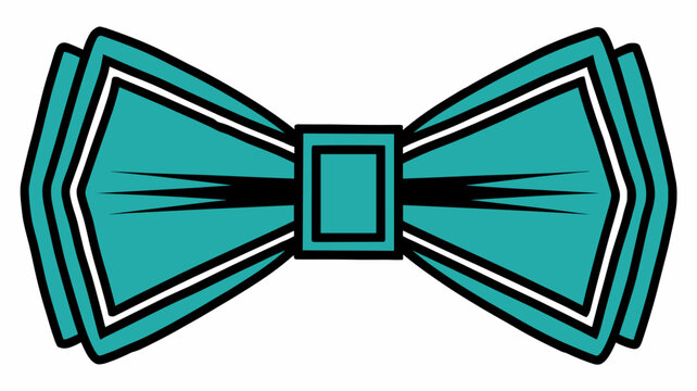 teal bow tie with black and white outline clip art preview